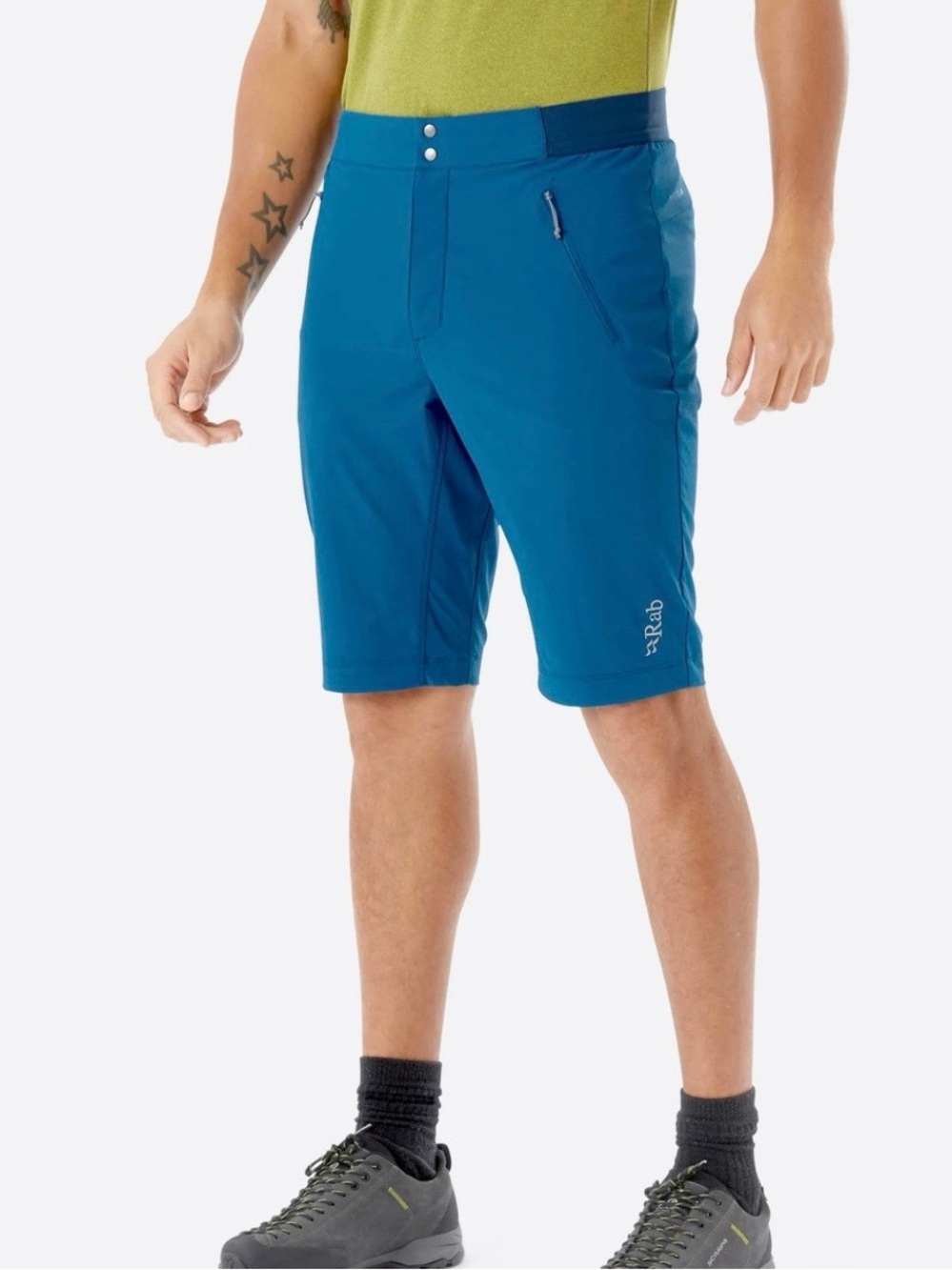 Rab Ascendor Matrix Softshell Shorts Mens 34 Teal Blue Climbing Hiking Stretch